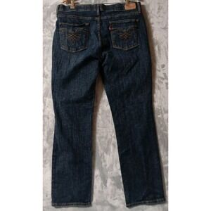 Levi's 525 Womens Jeans Perfect Waist Size 16S Dark Blue Denim Embroidered READ